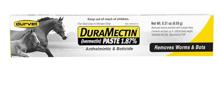 DuraMectin Ivermectin Paste 1.87% Horse Wormer 1 Tube (for Horses only)