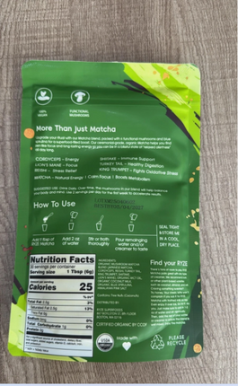 New RYZE Organic Mushroom Matcha 100% Authentic