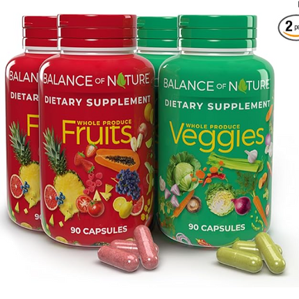 Balance of Nature Fruits & Veggies – 90 Fruit + 90 Veggie Capsules