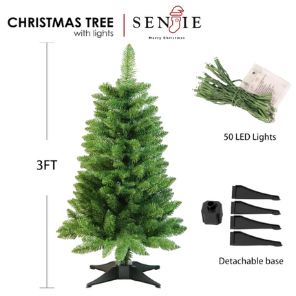 Small Christmas Tree 3FT Artificial Desktop Xmas Tree for Holiday Decor 160 Branch Tips,Green