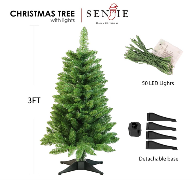 Small Christmas Tree 3FT Artificial Desktop Xmas Tree for Holiday Decor 160 Branch Tips,Green