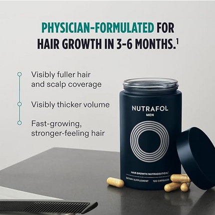 Nutrafol Men's Hair Growth Supplements, Clinically Tested for Visibly Thicker Hair and Scalp Coverage, Dermatologist Recommended - 1 Month Supply