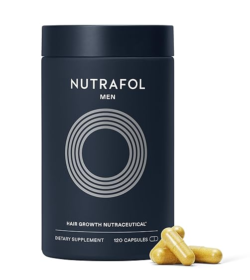 Nutrafol Men's Hair Growth Supplements, Clinically Tested for Visibly Thicker Hair and Scalp Coverage, Dermatologist Recommended - 1 Month Supply