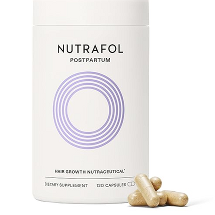 Nutrafol Postpartum Hair Growth Supplements, Clinically Tested for Visibly Thicker Hair and Less Shedding, Breastfeeding-friendly - 1 Month Supply