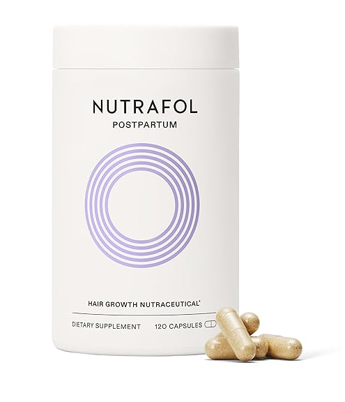 Nutrafol Postpartum Hair Growth Supplements, Clinically Tested for Visibly Thicker Hair and Less Shedding, Breastfeeding-friendly - 1 Month Supply