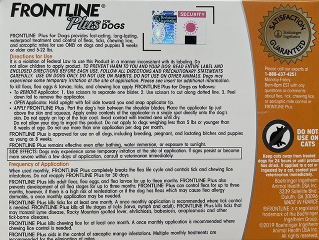 Flea & Tick Treatment For Small Dogs 5-22 lbs / 8 Weeks / 6 Doses