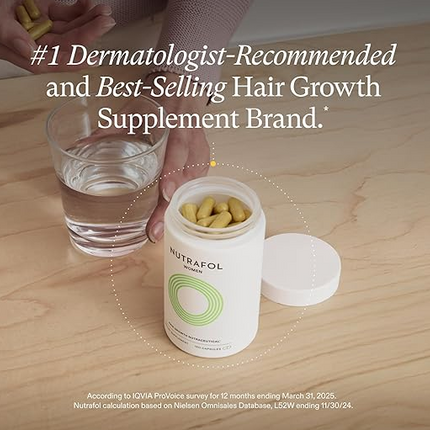 Nutrafol Women's Hair Growth Supplements, Ages 18-44, Clinically Proven for Visibly Thicker and Stronger Hair, Dermatologist Recommended - 1 Month Supply