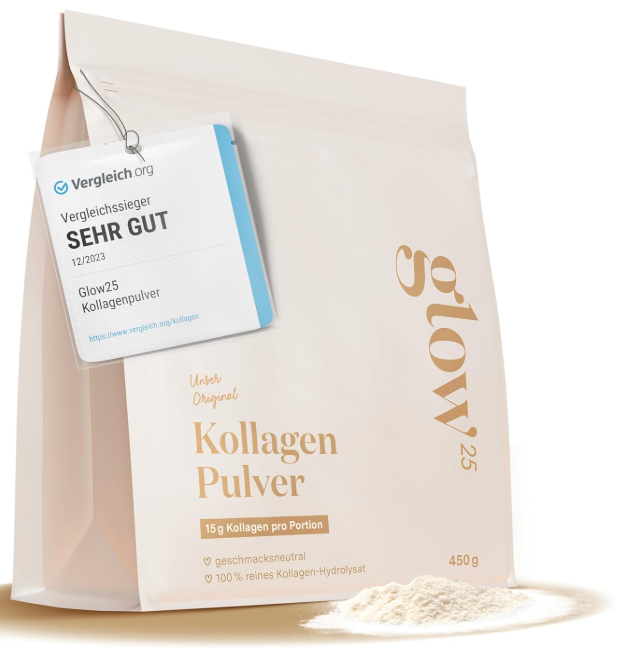 Glow25® Collagen Powder [450g] - Our Original - Collagen Hydrolysate - Peptides Type 1 and 3 - Good Solubility - Neutral