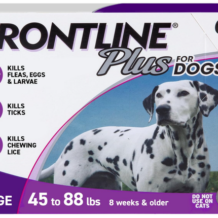 FRONTLINE Plus for Large Dogs (45–88 lbs) – Effective Flea and Tick Control, 6 Treatments