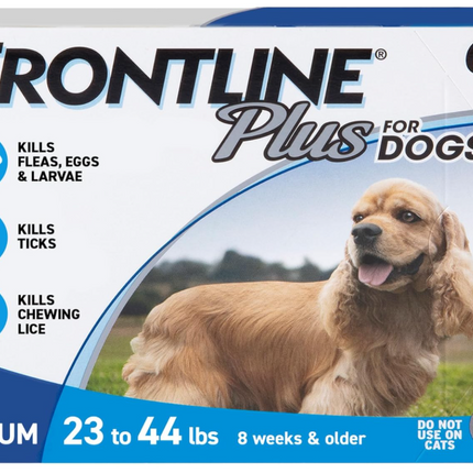 FRONTLINE Plus for Medium Dogs (23–44 lbs) – Effective Flea and Tick Control, 6 Treatments
