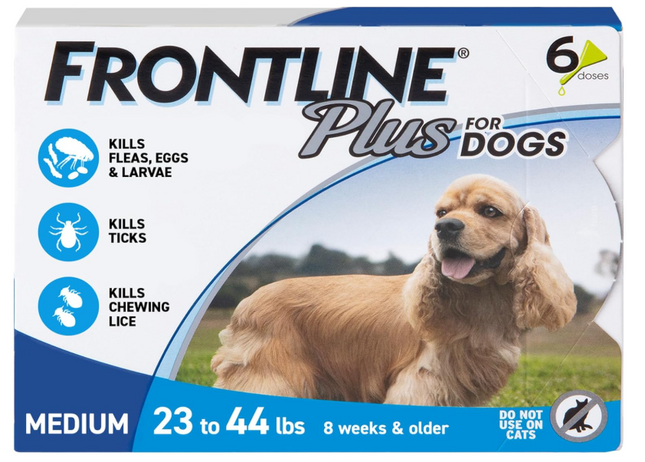 FRONTLINE Plus for Medium Dogs (23–44 lbs) – Effective Flea and Tick Control, 6 Treatments