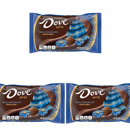 DOVE PROMISES Milk Chocolate Christmas Candy Gifts, 8.87 oz Bag (Pack of 3)