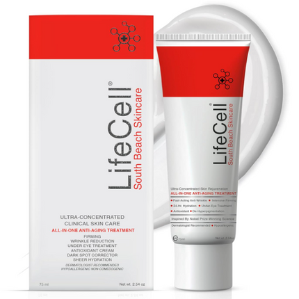 LifeCell All-in-One Anti-Aging Treatment (2.54oz) | Smooths Wrinkles, Fine Lines & Dark Circles | Enriched with Retinol, Vitamin C, DMAE & Hyaluronic Acid | Fragrance-Free & Suitable for All Skin Types