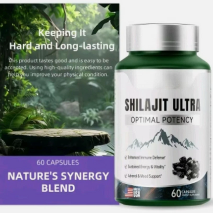 Flynew Shilajit Ultra Optimal Potency For Stamina, Immune Support 1300mg 60 Caps