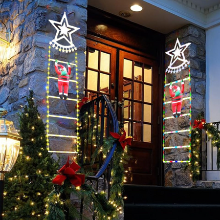 1.75m LED Santa Ladder Lights – 8-Mode Christmas Fairy Lights with Timer (Warm White)