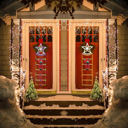 1.75m LED Santa Ladder Lights – 8-Mode Christmas Fairy Lights with Timer (Warm White)