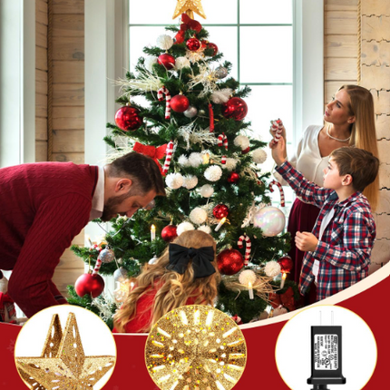 Christmas Star Tree Topper – LED Snowflake Projector Light for Holiday Tree Décor