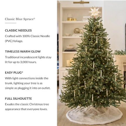 ChatGPT said:  Balsam Hill 7.5ft Pre-Lit Blue Spruce Artificial Christmas Tree – 1000 Clear Lights, Easy Plug Setup & Premium Stand