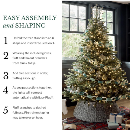 ChatGPT said:  Balsam Hill 7.5ft Pre-Lit Blue Spruce Artificial Christmas Tree – 1000 Clear Lights, Easy Plug Setup & Premium Stand