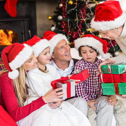 2pcs Fluffy Red Santa Hats Set with Plush Brim and Liner for Adults Men Women - Christmas, New Year Party Supplies & Gifts