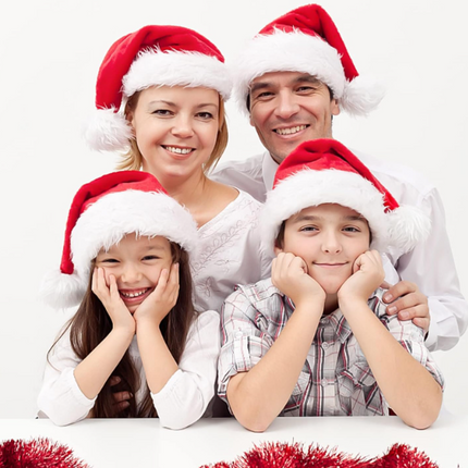 2pcs Fluffy Red Santa Hats Set with Plush Brim and Liner for Adults Men Women - Christmas, New Year Party Supplies & Gifts