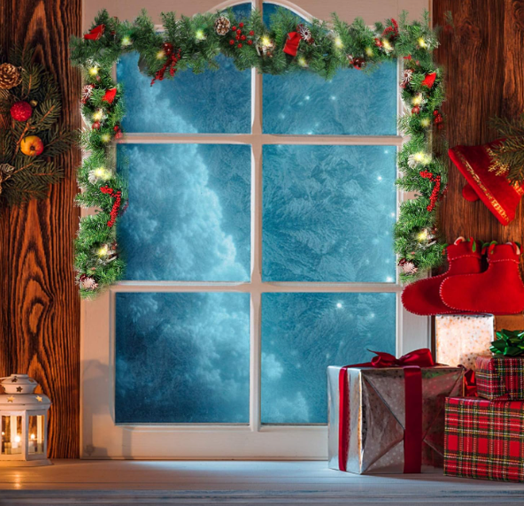 MorTime 9ft LED Christmas Garland – Pinecones, Red Berries, Bows & Ornaments with 50 Warm Lights, 180 Tips