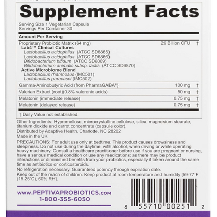 Peptiva Probiotic and Sleep Support 30 Count Digestive Enzyme 30 Count