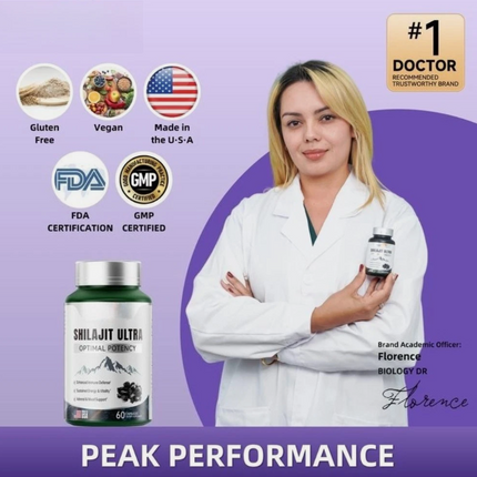 Flynew Shilajit Ultra Optimal Potency For Stamina, Immune Support 1300mg 60 Caps