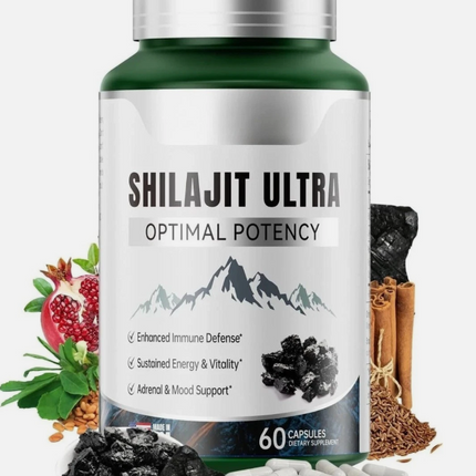 Flynew Shilajit Ultra Optimal Potency For Stamina, Immune Support 1300mg 60 Caps