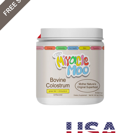 Miracle Moo Mother Natures Bovine Colostrum grassfed+ immunolin Supplement 60 SV