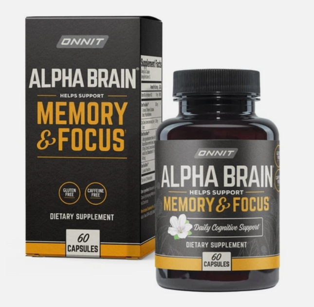 ONNIT Alpha BRAIN Nootropic Brain Health, Memory and Focus Support, 60 Capsules Free Shipping
