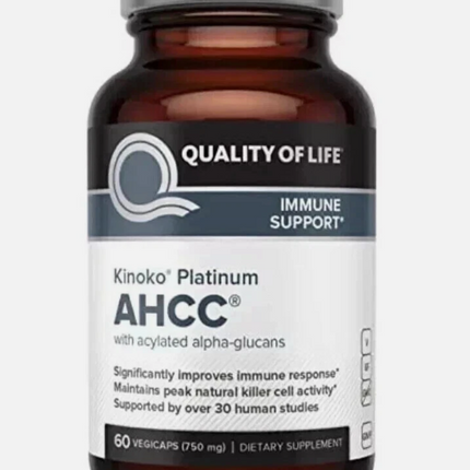 Kinoko Platinum AHCC Supplement, QUALITY OF LIFE –750mg of AHCC, 60 vegicaps