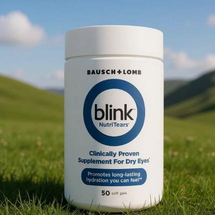 Blink Value Pack NutriTears Softgels 50 CT and Lubricating Drops for Dry Eyes Free Shipping