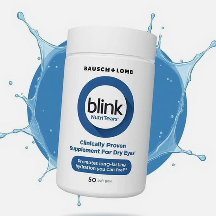 Blink Value Pack NutriTears Softgels 50 CT and Lubricating Drops for Dry Eyes Free Shipping