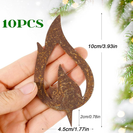 Set of 10 Rust-Effect Christmas Tree Candles – 10cm Garden Holiday Decorations