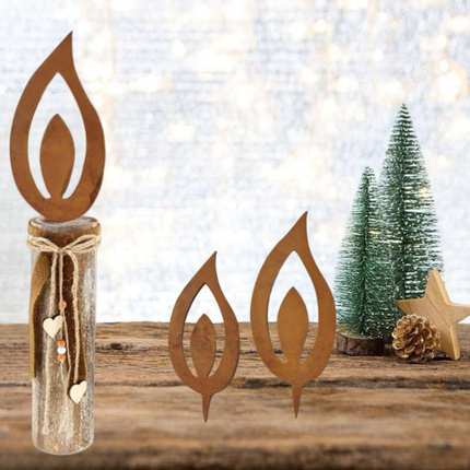Set of 10 Rust-Effect Christmas Tree Candles – 10cm Garden Holiday Decorations