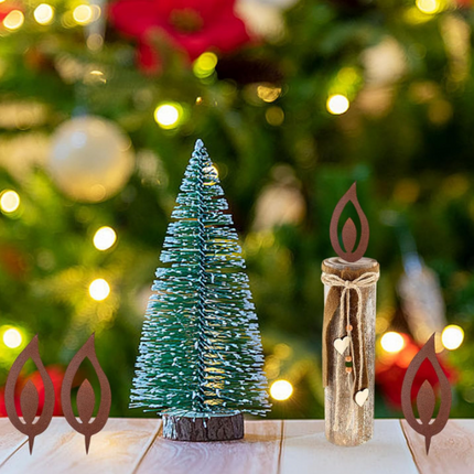 Set of 10 Rust-Effect Christmas Tree Candles – 10cm Garden Holiday Decorations