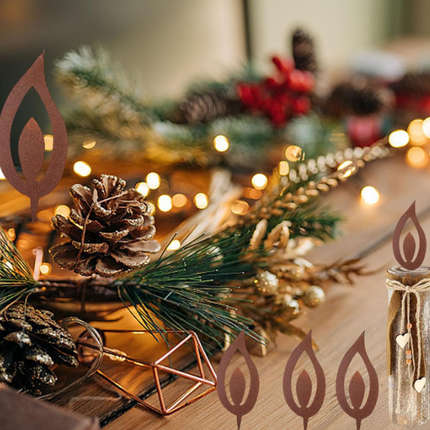 Set of 10 Rust-Effect Christmas Tree Candles – 10cm Garden Holiday Decorations