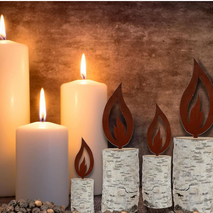 Set of 10 Rust-Effect Christmas Tree Candles – 10cm Garden Holiday Decorations