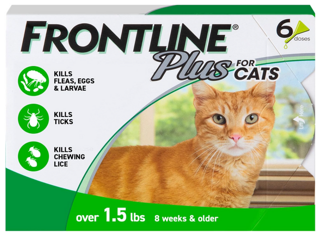 FRONTLINE Plus Flea and Tick Treatment for Cats Over 1.5 lbs. 6 Treatments