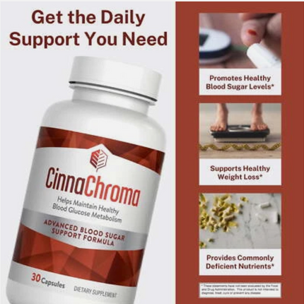 CinnaChroma Cinnamon Blood Sugar Supplement, Anti-Inflammatory, 30 Capsules new