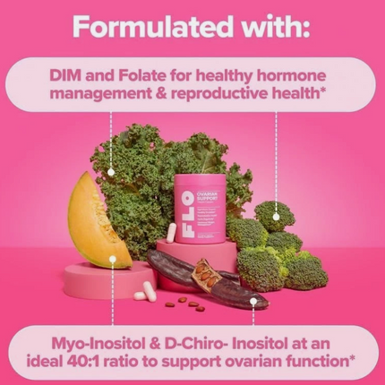 FLO Ovarian Health Support Hormone Balance Supplement for Women 90 Vegan Capsule