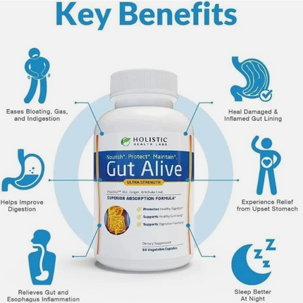 Gut Alive For Restoring Gut Lining - All Natural Support 60 Count