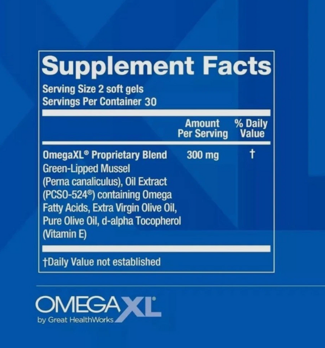 1 Pack Omega XL by Great HealthWorks - Potent, Joint Support Supplement, Omega-3