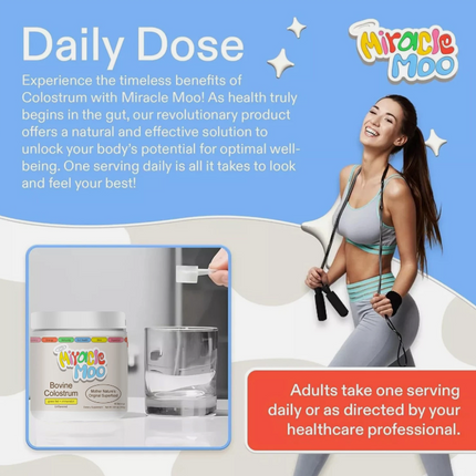 Miracle Moo Mother Natures Bovine Colostrum grassfed+ immunolin Supplement 60 SV