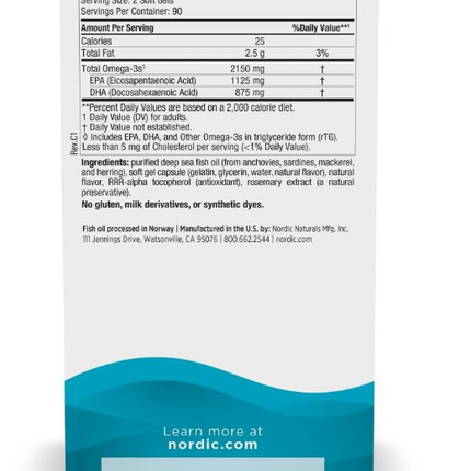 Nordic Naturals Ultimate Omega 2X, Lemon Flavor - 180 Soft Gels - 2150 mg Omega-3 - High-Potency Fish Oil with EPA & DHA - Promotes Brain & Heart Health - Non-GMO - 90 Servings