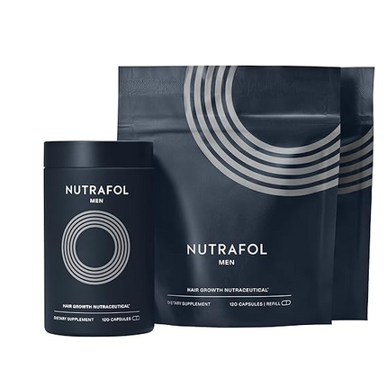 Nutrafol Men's Hair Growth Supplements, Clinically Tested for Visibly Thicker Hair and Scalp Coverage, Dermatologist Recommended - 1 Month Supply