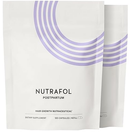Nutrafol Postpartum Hair Growth Supplements, Clinically Tested for Visibly Thicker Hair and Less Shedding, Breastfeeding-friendly - 1 Month Supply