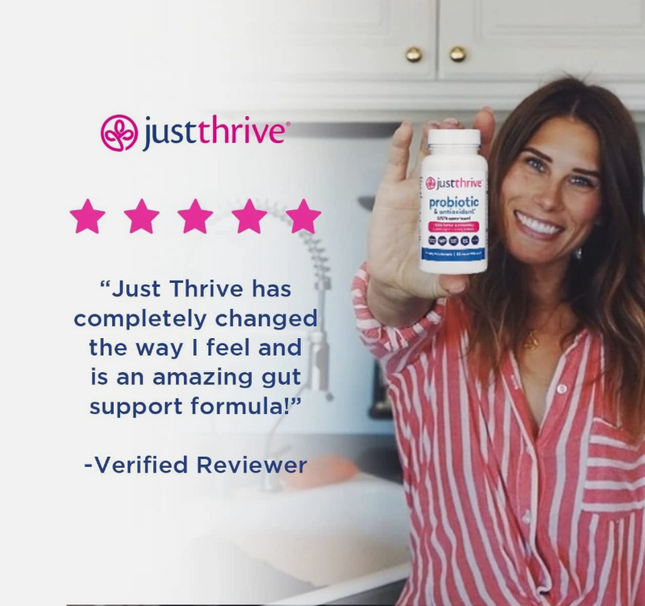 Just Thrive: Probiotic & Antioxidant - 30 Veg Capsules Free Shipping