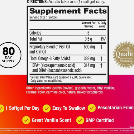 Megared Omega 3 Fish Oil & Antarctic Krill Oil Softgels for Brain, Heart, Joints